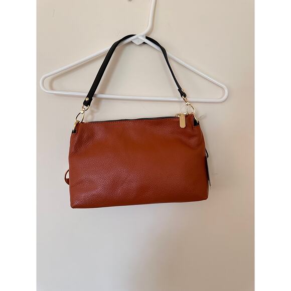 Valentina Convertible Crossbody shoulder Bag Pebbled Tan Brown Italy Nwt Rust - Picture 7 of 14